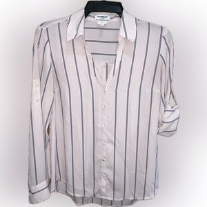 Express Portofino Pink and Black Striped Blouse M